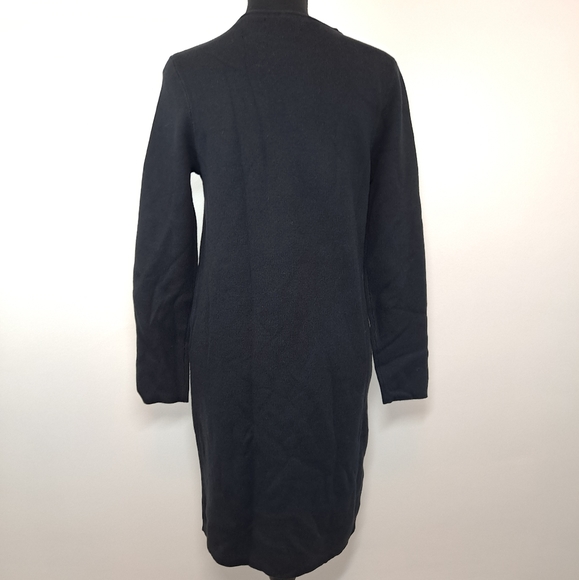 Lands End Cotton Blend Solid Black Long Sleeve Crewneck Sweater Dress - Picture 4 of 6